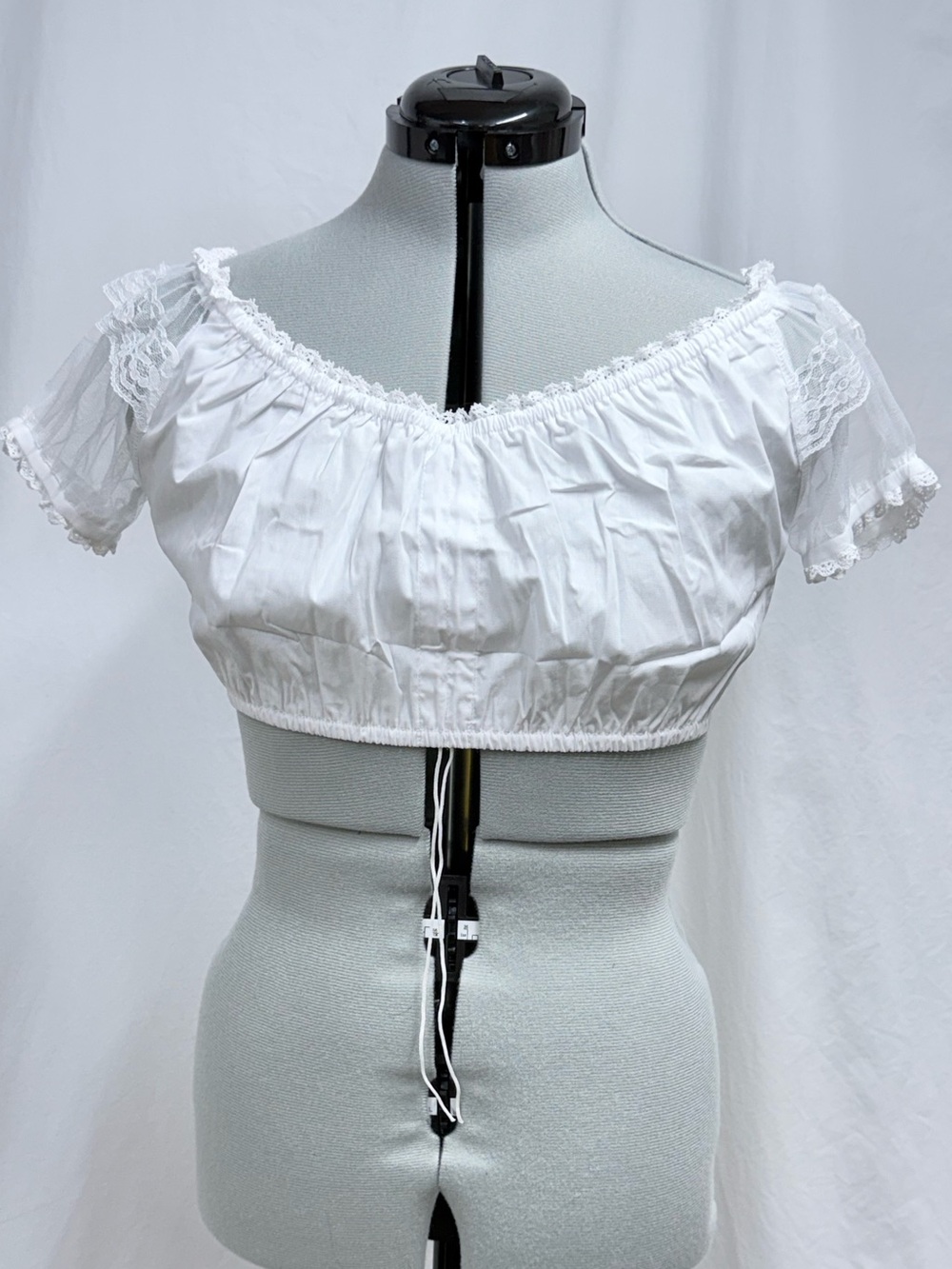 White Lace-Trim Off-Shoulder Crop Top